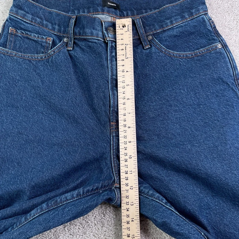 Express Jeans Womens 10 Regular Blue Wide Leg Ankle High Rise Stretch Denim